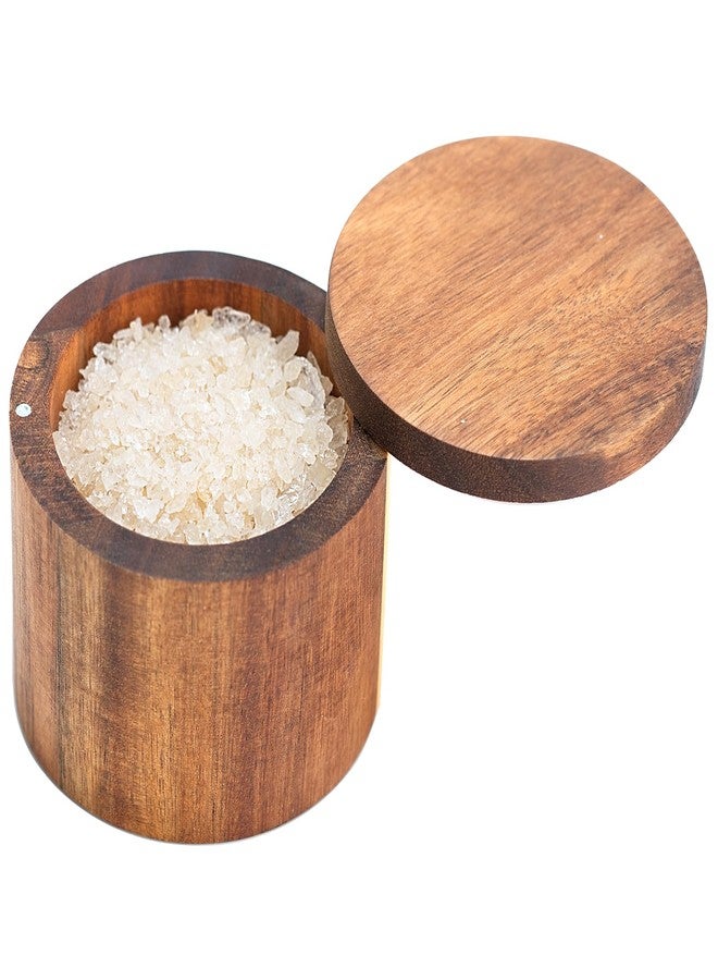Phininia Acacia Salt Cellar, Wood Salt Box With Swivel Cover, Spice Keeper, Wood Jar For Kitchen, Perfect For Keeping Table Salt, Gourmet Salts, Herbs or Favorite Seasonings - Image 1