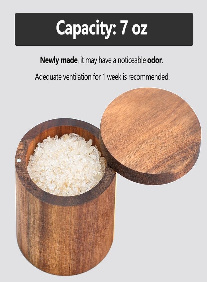 Phininia Acacia Salt Cellar, Wood Salt Box With Swivel Cover, Spice Keeper, Wood Jar For Kitchen, Perfect For Keeping Table Salt, Gourmet Salts, Herbs or Favorite Seasonings - Image 5