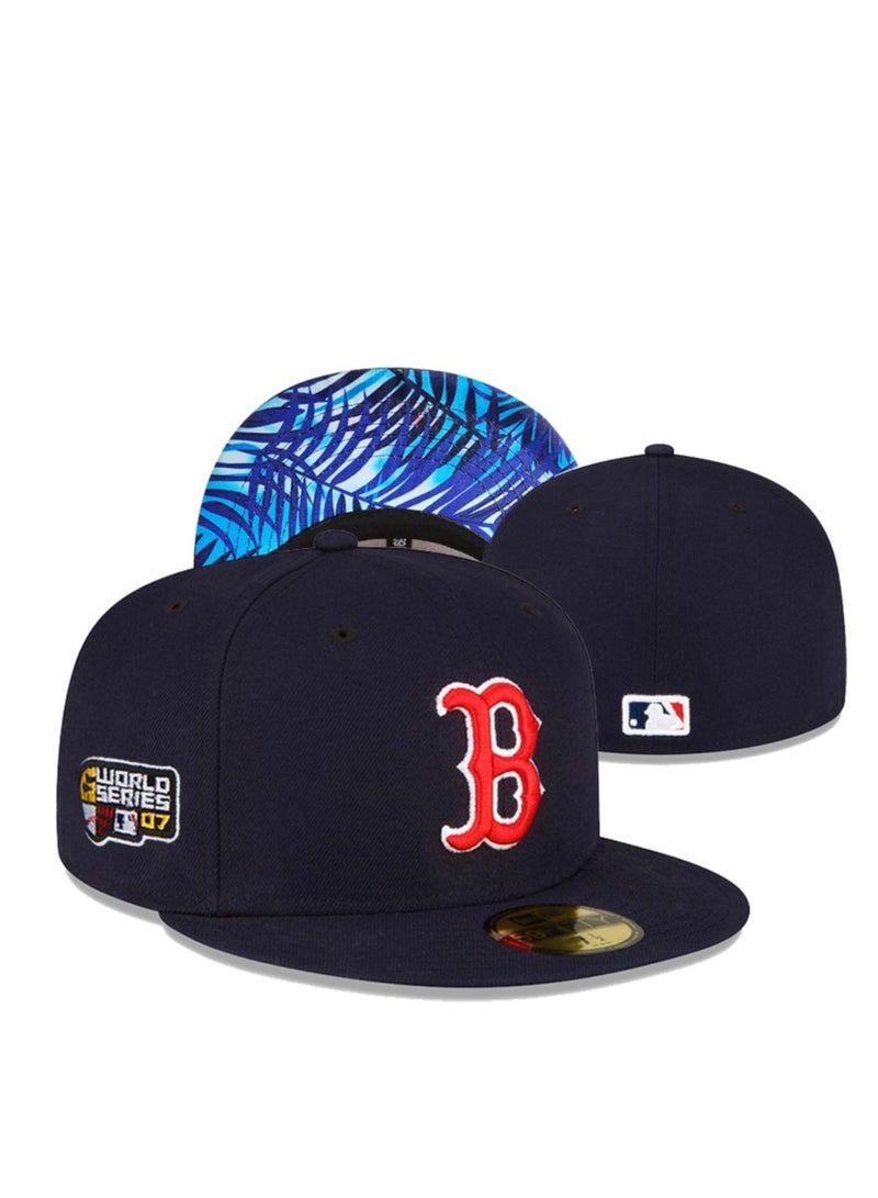 NEW ERA Red Sox Baseball Cap, Blue Palm Leaf Crown, World Series Patch - 61.5cm 