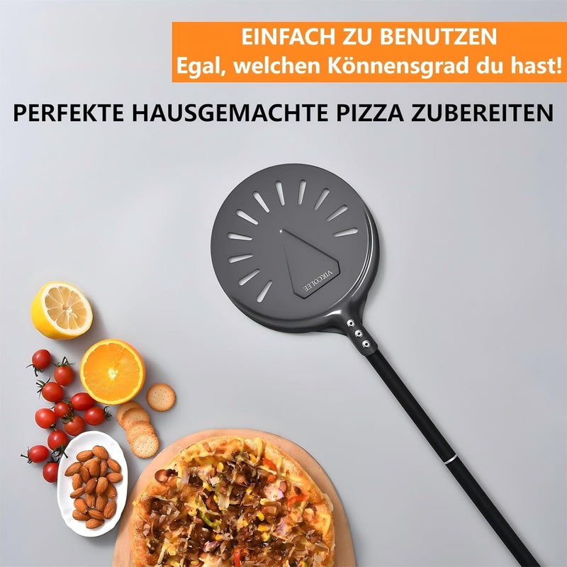 VIKCOLEE Turning Pizza Peel, 8 Inch with 25 Inch Handle Round Pizza Turning Peel, Professional Anodized Aluminum Turning Pizza Spatula, 33 Inch overall - Image 5