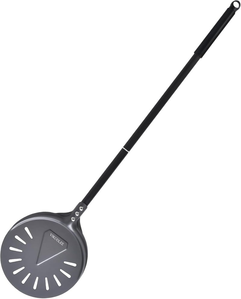 VIKCOLEE Turning Pizza Peel, 8 Inch with 25 Inch Handle Round Pizza Turning Peel, Professional Anodized Aluminum Turning Pizza Spatula, 33 Inch overall - Image 1