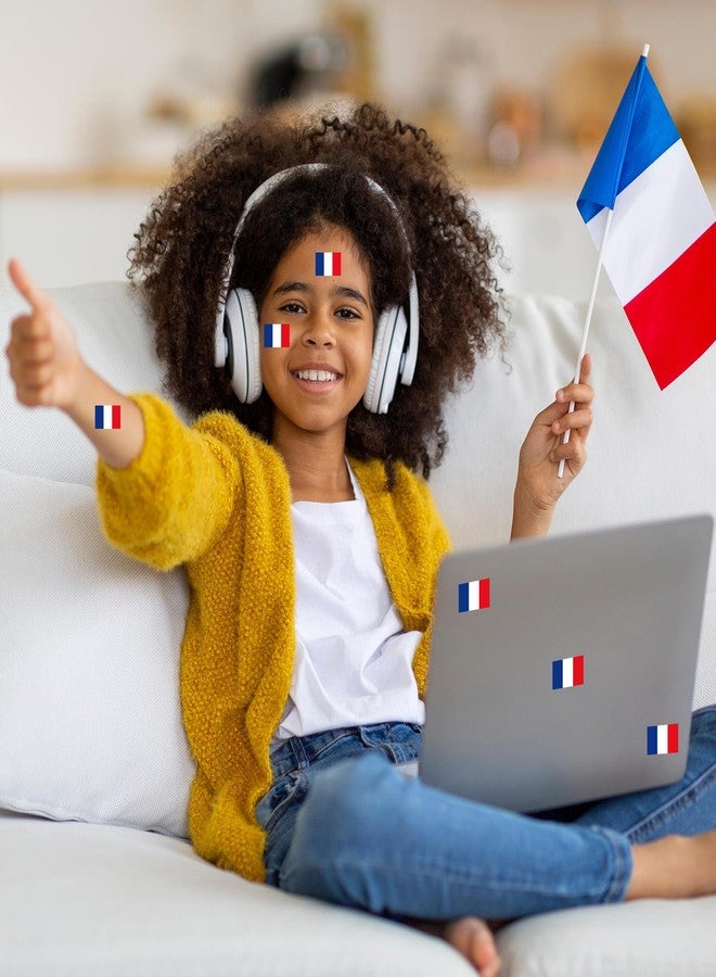 كوبا بلاي 500 قطعة ملصقات لفافة ملصقات فرنسا - علم فرنسا، لوازم حفلات باريس، ديكورات، هدايا، حاويات برطمانات، حروف، ملصقات اصنعها بنفسك، ملصقات يوم الباستيل السعيد - Image 3