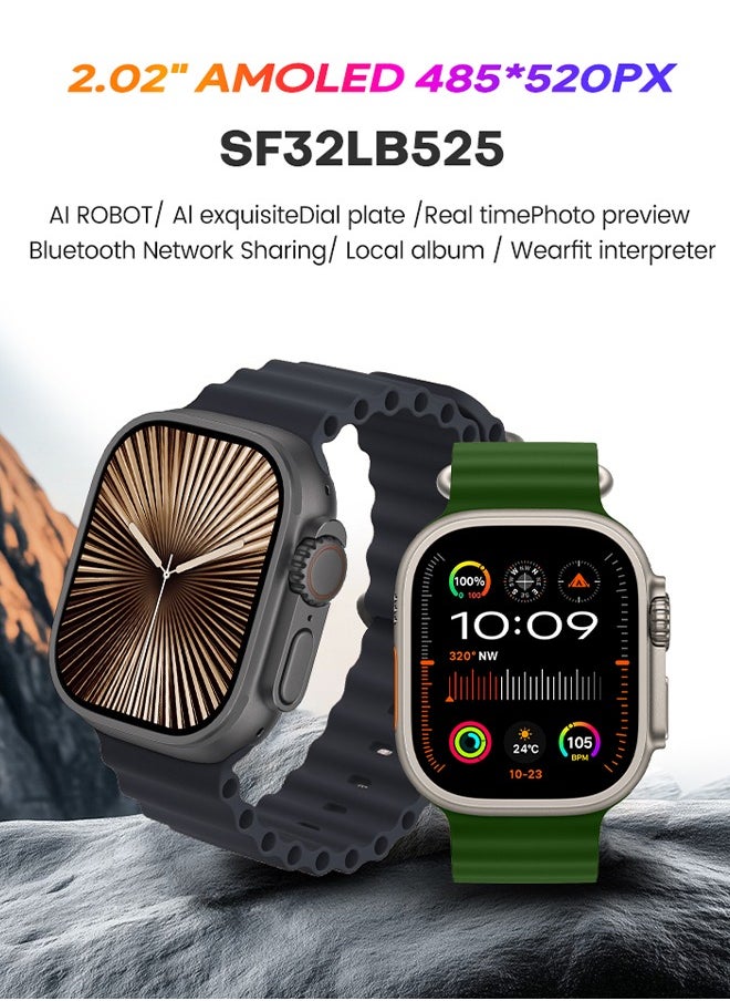 DAKS - 2.02" AMOLED Smartwatch with AI Assistant, Bluetooth Internet Sharing, Real-Time Photo Preview, Wearfit OS, Navigation, and Customizable AI Dial Plates – Smartwatch for Men & Women - Image 1