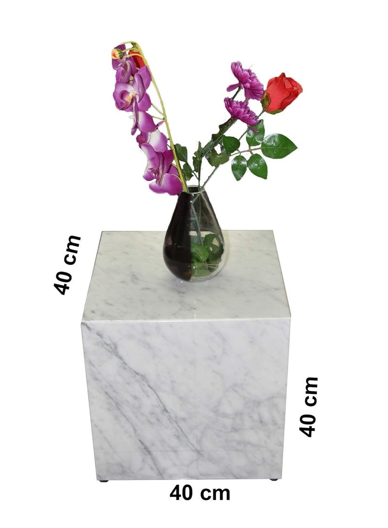 Plinth table white Carrara Marble Coffee Table 40x40x40cm - Image 2