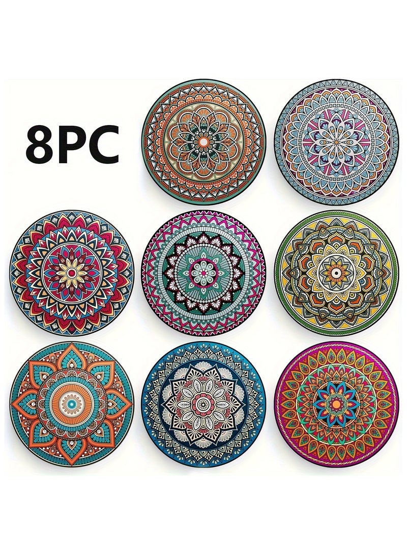 8pcs Heat Resistant Natural Cork Coasters and Placemats - Absorbent and Reusable for Cold Drinks, Wine Glasses, Plants, Cups, and Mugs - Image 1