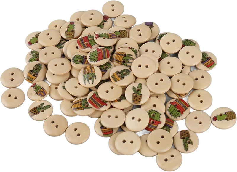 Round Wooden Buttons Adorable Printed 2 Holes Wood for Sewing Craft, Important Clothing Accessories for DIY Handmade Projects (#7) - Image 4