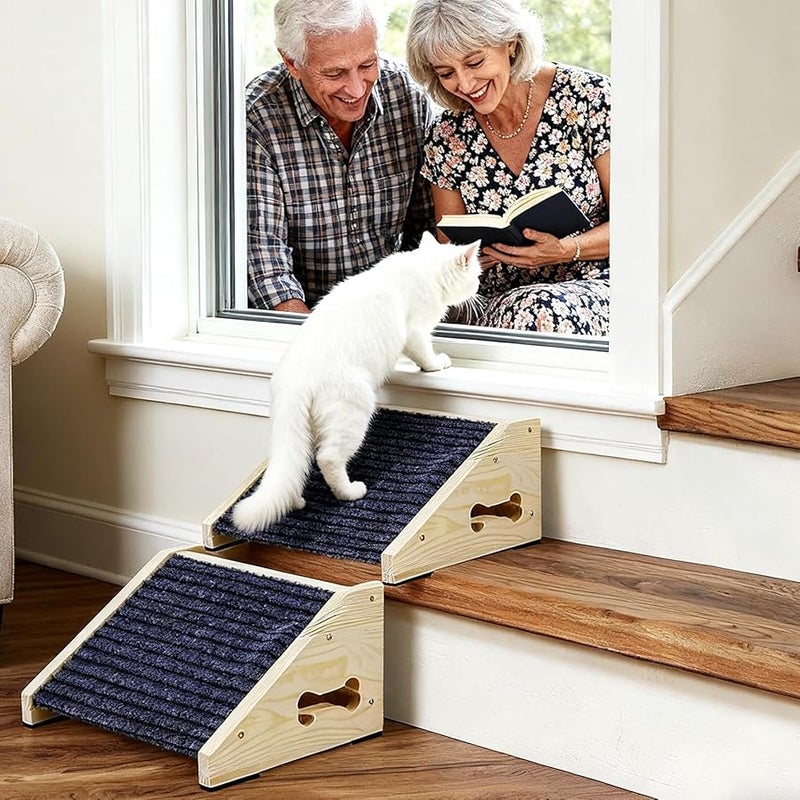 Wooden Dog Ramp Foldable Non Slip Pet Steps For Couch Bed Sofa Indoor Home - Image 4