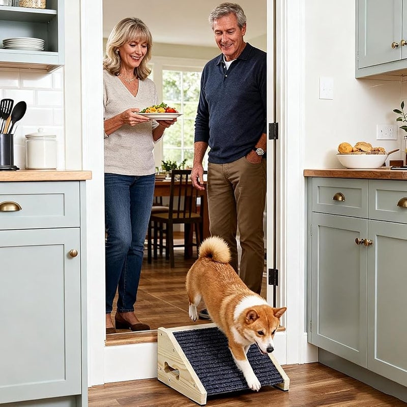 Wooden Dog Ramp Foldable Non Slip Pet Steps For Couch Bed Sofa Indoor Home - Image 3