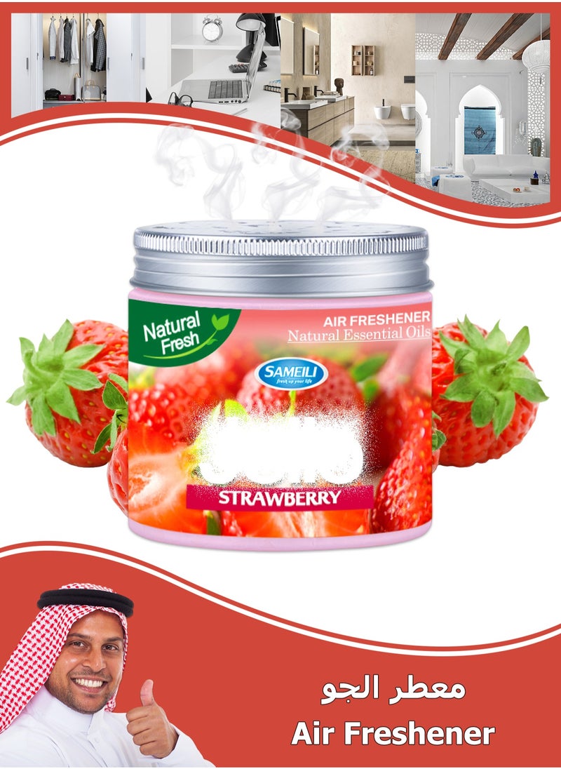 SAMEILI Air Freshener - Strawberry - Gel Scent Freshener - Odor Eliminator - Solid Wood Block Aromatherapy - Contains Essential Oil Ingredients - Scent Freshener - For Closet, Bathroom, Car, Living Room, Office, Pet Area - 220g  - Image 1