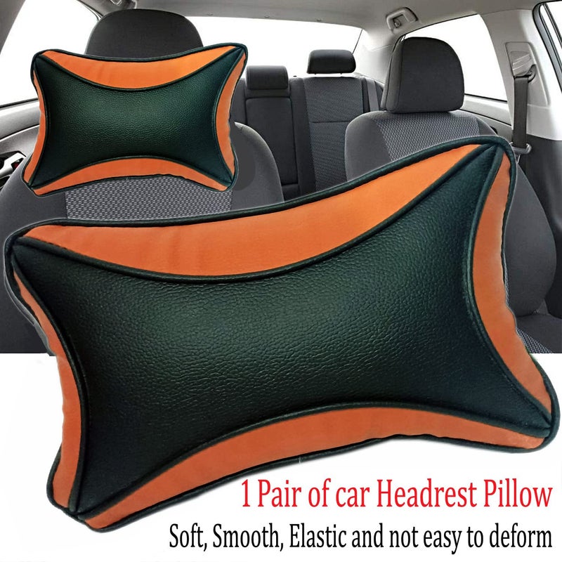 ABS AUTO TREND ABS Car Seat Neck Rest FauxLeather Cushion Pillow for Datsun Go Plus (Set of 2) Black-Ten - Image 4