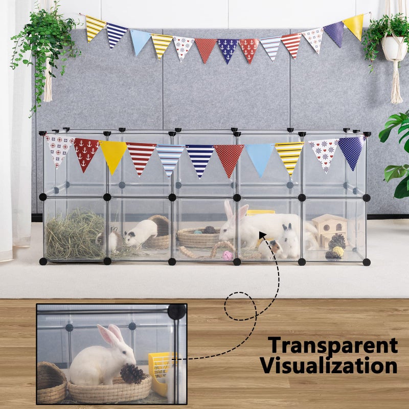DINMO Guinea Pig Cages with Floor, Puppy Playpen, Small Animal Playpen for Rabbit, Bunny, Ferret, Hedgehog, DIY, Expanded, Portable, Exercise Fence, 61.2 x 24.8 x 24.8inch - Image 4