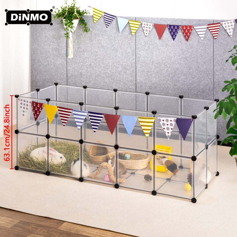 DINMO Guinea Pig Cages with Floor, Puppy Playpen, Small Animal Playpen for Rabbit, Bunny, Ferret, Hedgehog, DIY, Expanded, Portable, Exercise Fence, 61.2 x 24.8 x 24.8inch - Image 2
