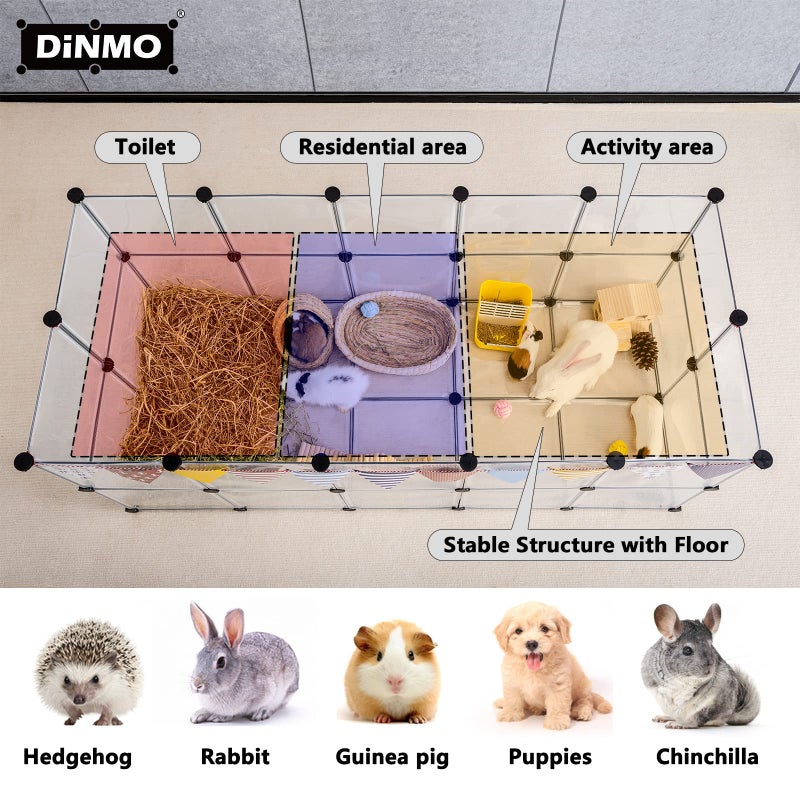DINMO Guinea Pig Cages with Floor, Puppy Playpen, Small Animal Playpen for Rabbit, Bunny, Ferret, Hedgehog, DIY, Expanded, Portable, Exercise Fence, 61.2 x 24.8 x 24.8inch - Image 3