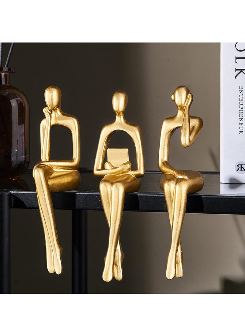 Hihonor Gold Statue Home Decorations for Living Room,Shelf Decor Modern Bookshelf Decor Figurines Desk Sculpture Table Decor 3 Piece  - Image 1