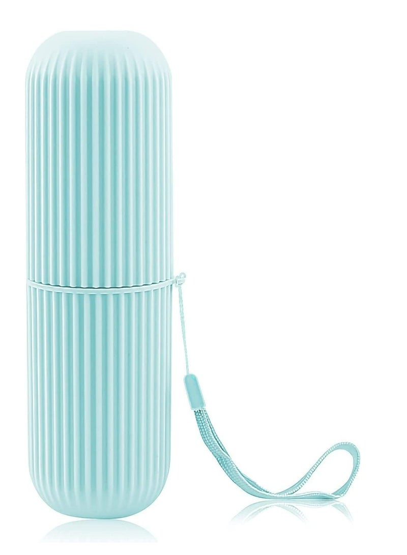 Oasisgalore Portable Toothbrush Case, Multifunctional Toothbrushes Toothpaste Organizer for Traveling, Camping (Blue). - Image 1
