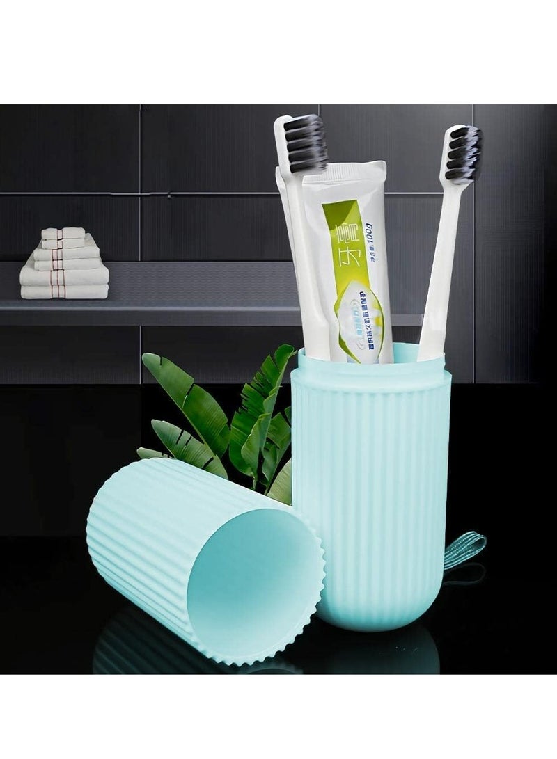 Oasisgalore Portable Toothbrush Case, Multifunctional Toothbrushes Toothpaste Organizer for Traveling, Camping (Blue). - Image 2