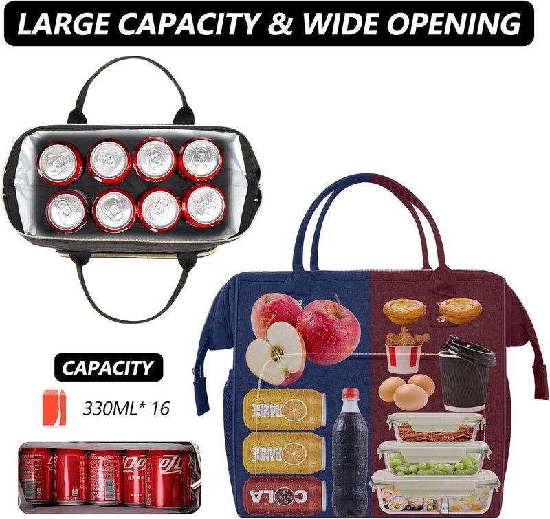 IDEATECH Insulated Lunch Box for Women & Men, Stylish Ladies Lunch Bag for Work, Leak Proof Portable Cooler Bag for Picnic, Black Lunch Tote Bags with Adjustable Shoulder Strap, Gifts for Mom (Black) - Image 4