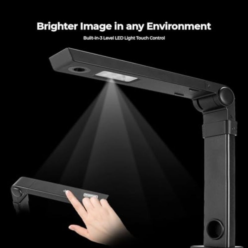 Portable document scanner for travel and office use, aluminum alloy body, black color, 13 MP resolution with 1s/page fast scanning and A4 capture size plus OCR functionality - Image 5