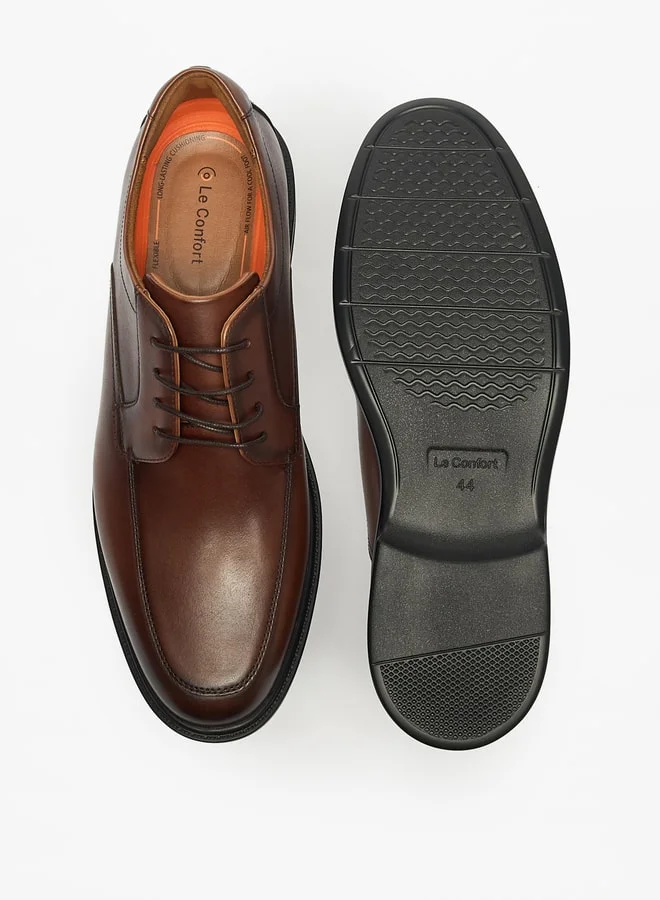 لو كونفورت Men's Solid Derby Shoes with Lace-Up Closure