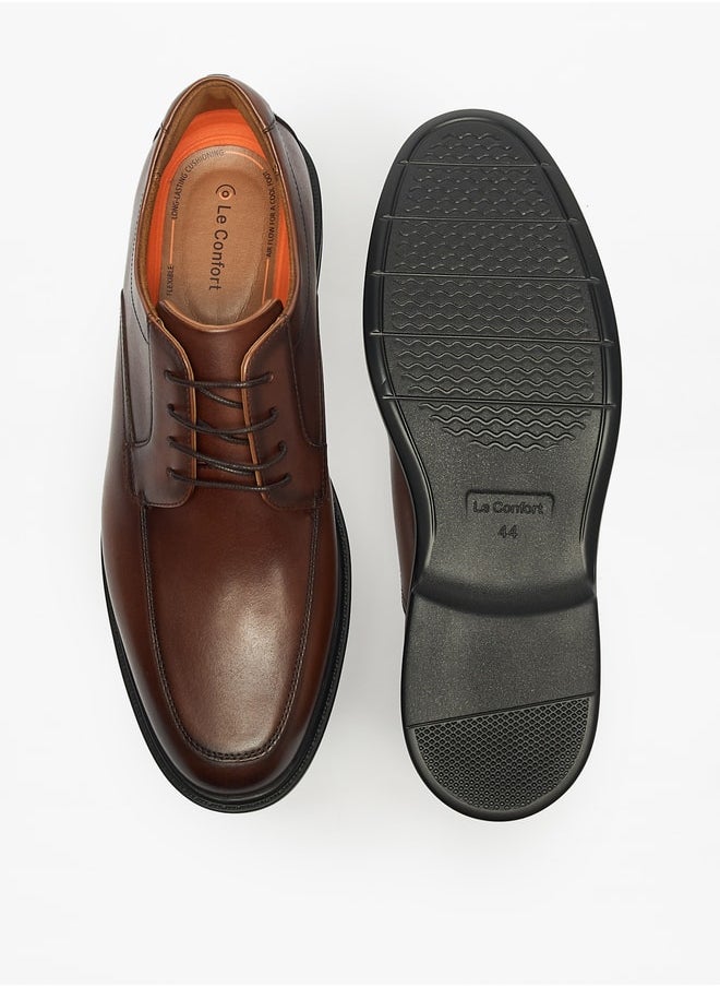 Le Confort - Men's Solid Derby Shoes with Lace-Up Closure - Image 1