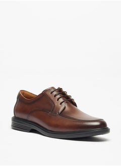 Men's Solid Derby Shoes with Lace-Up Closure