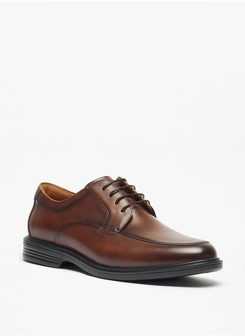 Men's Solid Derby Shoes with Lace-Up Closure