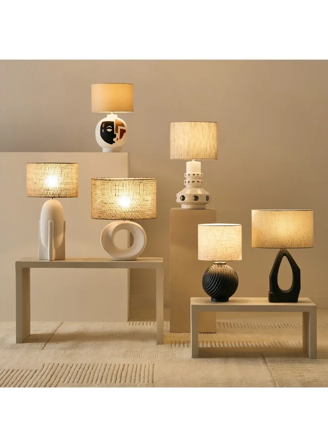 Home Box Zoe Mateus Ceramic Table Lamp With Linen Shade 50 X 30 Cm