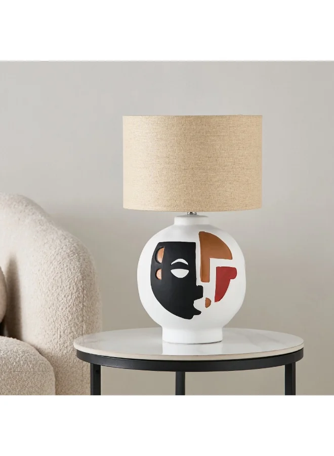 Home Box Zoe Mateus Ceramic Table Lamp With Linen Shade 50 X 30 Cm