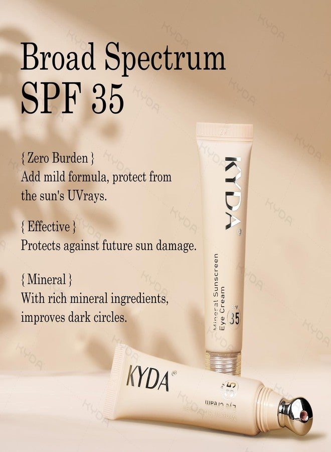 KYDA Mineral Sunscreen Eye Cream, 3-in-1 Anti-Aging Eye Cream, SPF 35, for Dark Circle and Fine Lines, Light - Image 5