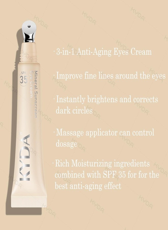 KYDA Mineral Sunscreen Eye Cream, 3-in-1 Anti-Aging Eye Cream, SPF 35, for Dark Circle and Fine Lines, Light - Image 2