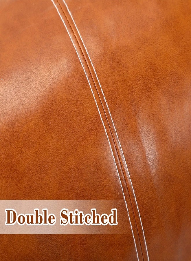 تيجيمي غطاء وسادة طويل من الجلد الصناعي من تيغيمي، مقاس 14 × 36 بوصة، غطاء وسادة زينة بوهيمي للظهر، مخيط يدويًا، أنيق، مناسب لغرفة النوم أو الأريكة أو المقعد، ديكور ريفي عصري، بني - Image 3