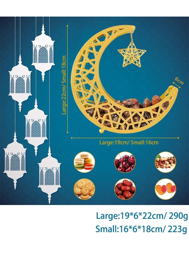 VUCATIN Eid Plate Ramadan Decoration Moon Star Dinner Plate Tray Ramadan Decoration Eid Mubarak Moon Star Serving Tray Tableware Dessert Food Storage Container Ramadan Muslim Islamic Party Supply - Image 2