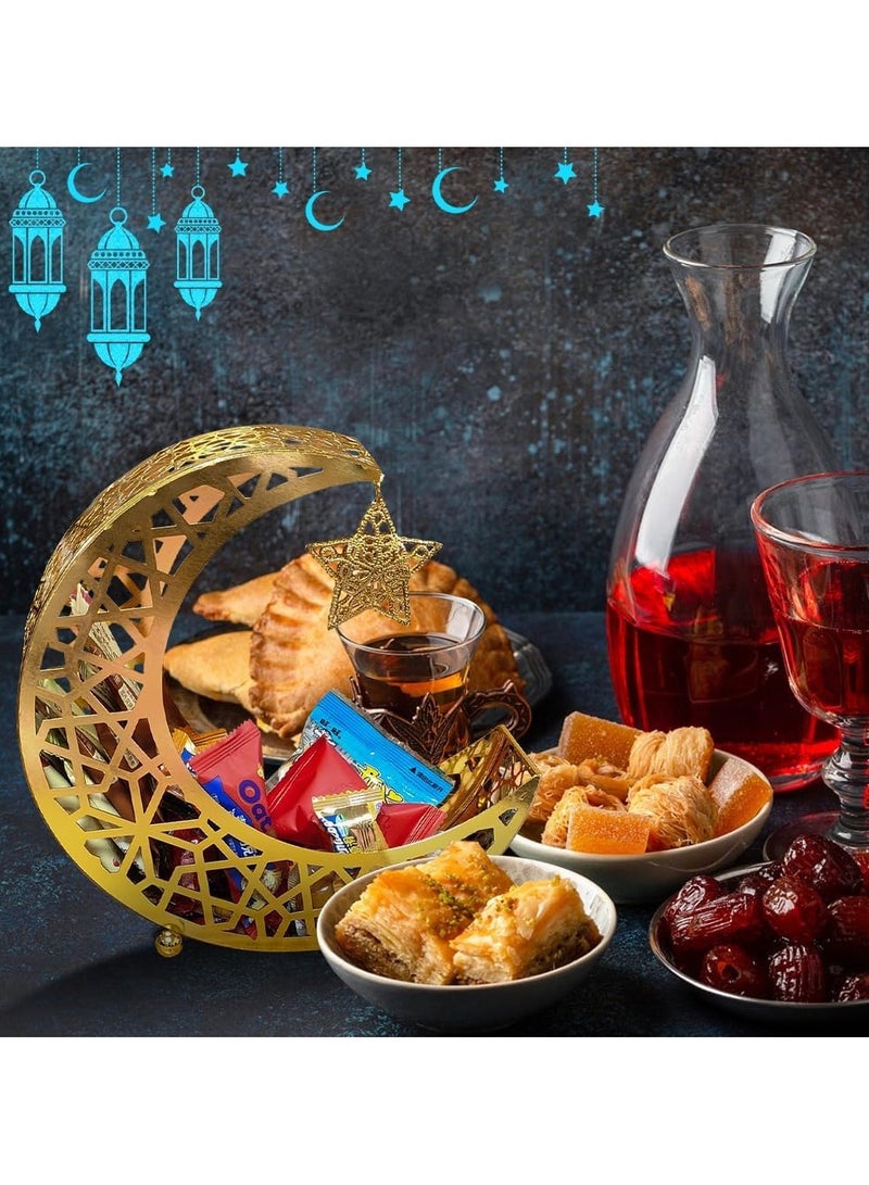 VUCATIN Eid Plate Ramadan Decoration Moon Star Dinner Plate Tray Ramadan Decoration Eid Mubarak Moon Star Serving Tray Tableware Dessert Food Storage Container Ramadan Muslim Islamic Party Supply - Image 4