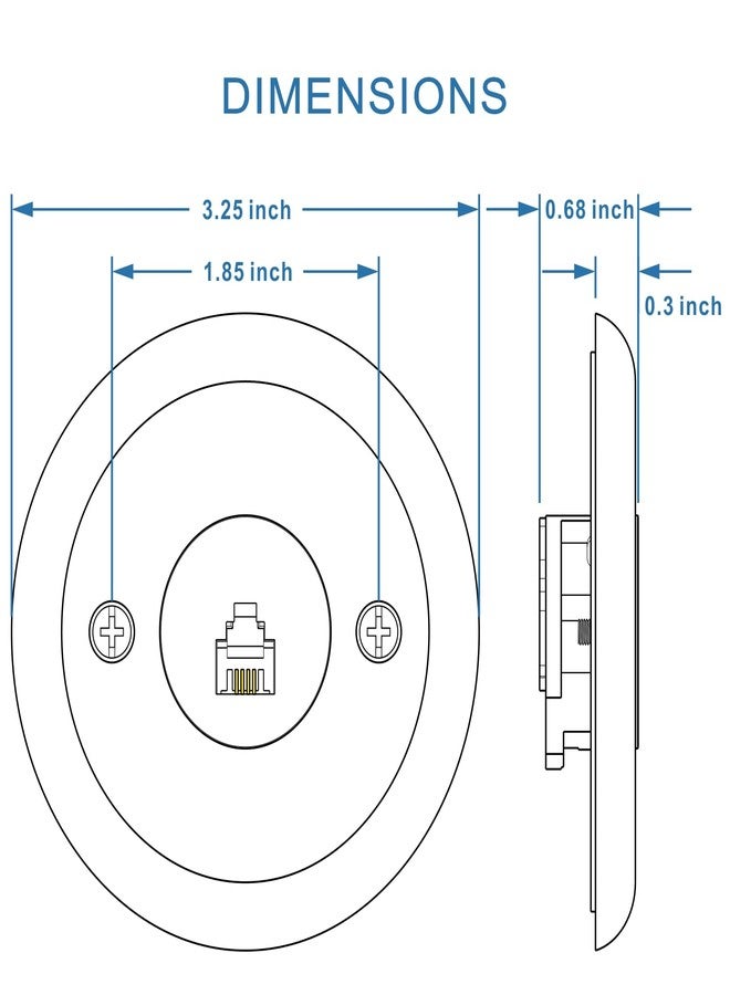 NECABLES Phone Jack Cover Plate Round Telephone Wall Jack 4 Screw Terminals to RJ11 6P4C Female White - Image 4