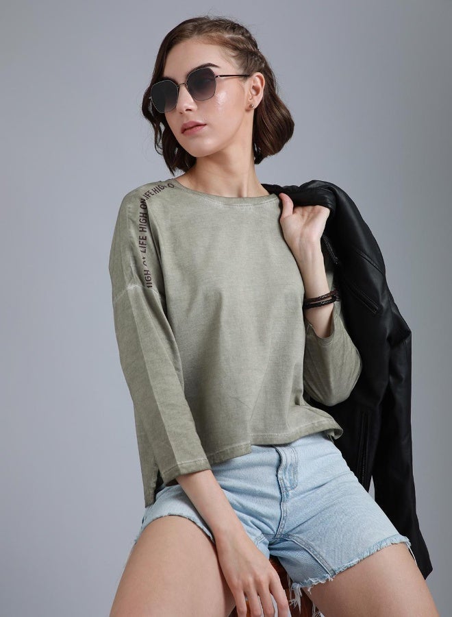 HIGH STAR Women Beige T-shirts - Image 2