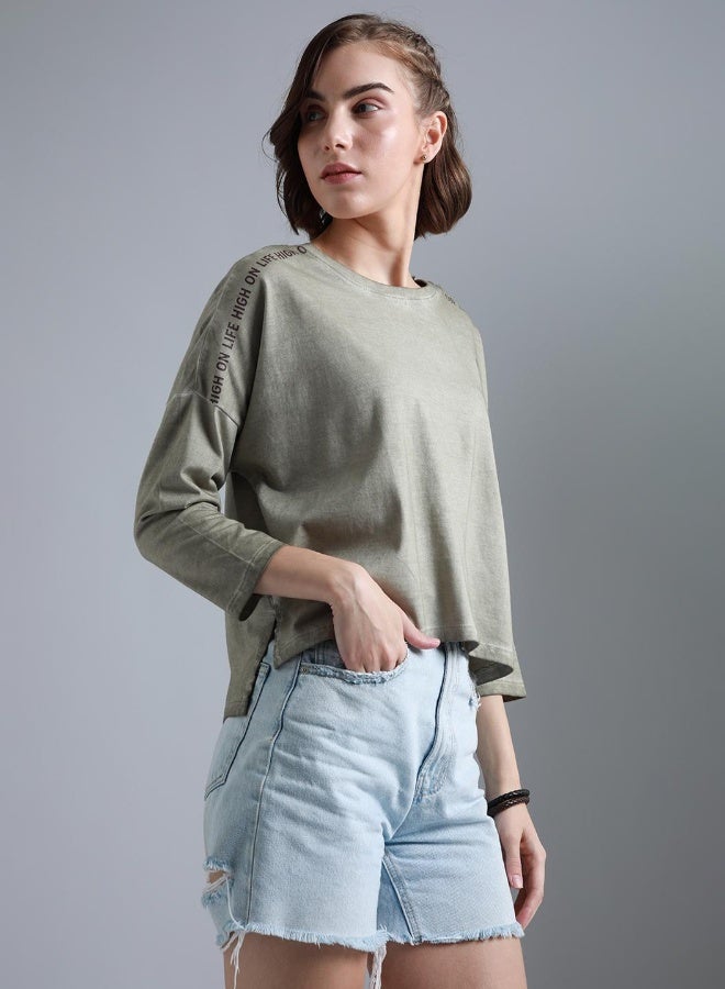 HIGH STAR Women Beige T-shirts - Image 1