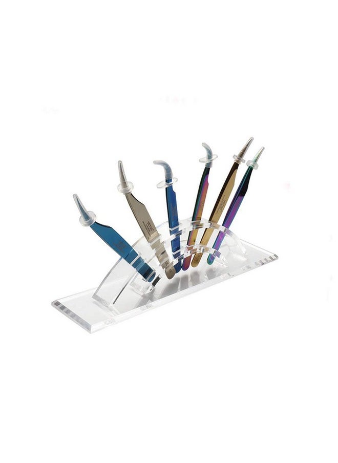esowemsn - 1Pc 6 Holes Acrylic Tweezers Stand Holder Eyelash Extension Storage Rack Eyelash Tweezer Collecting Displaying Shelf Eyelashes Extension Supplies Accessories - Image 1