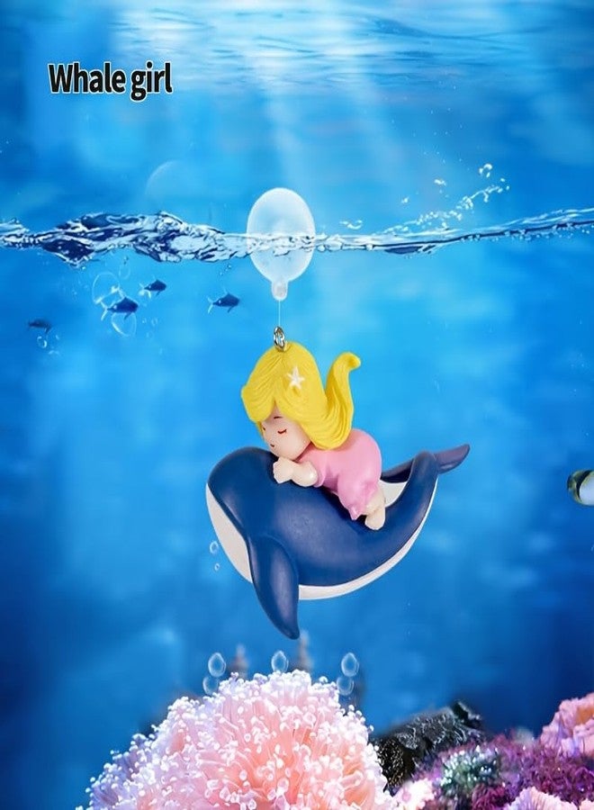 VAYINATO® Floating Fish Tank Decoration Cute Cartoon Aquarium Ornament Safe and Portable Suitable for Large Medium Small Fish Tank (Whale-Riding Girl) By Petzlifeworld - Image 5