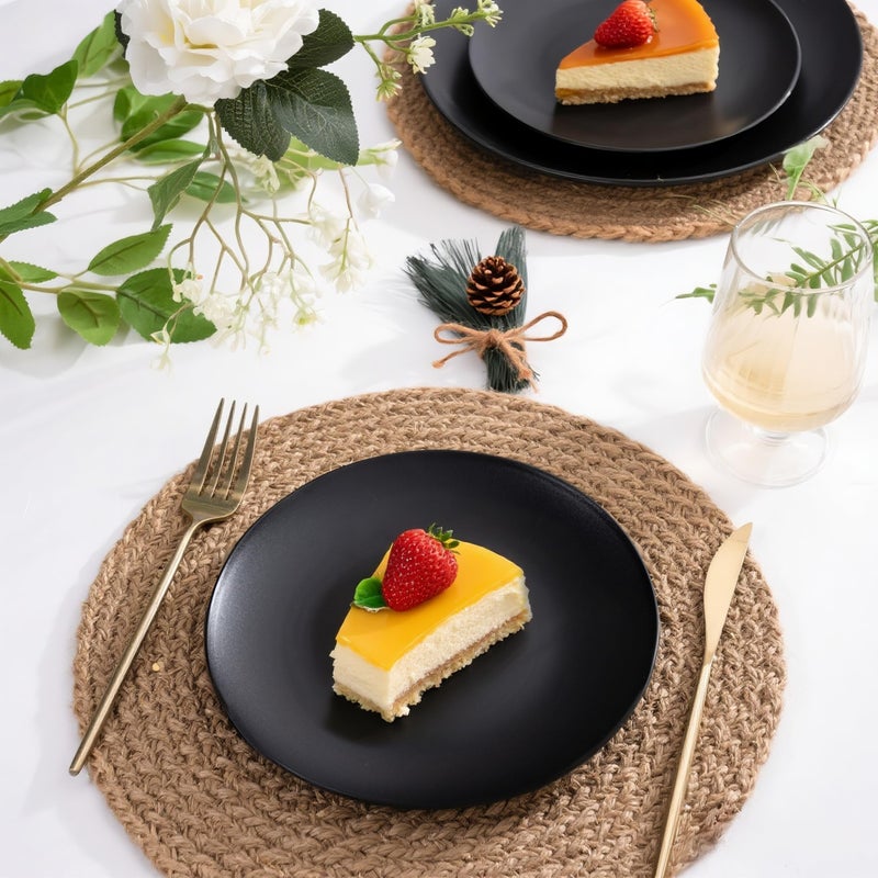 ejonirinjonir EI enjonirinjonir 80pcs Black Dessert Plates 7.5inch,Disposable Matte Plastic Plate Frosted Small Black Dessert/Cake/Appetizer Plastic Plates Disposable Heavy Duty for Party or Wedding Serve 80 Guest - Image 4