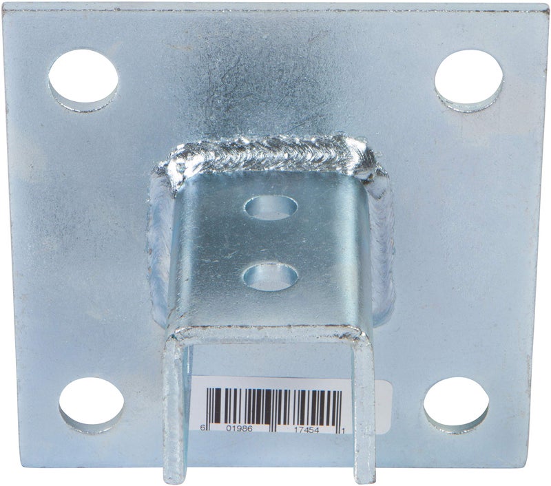Morris Products 17454 Post Base Channel 4 Hole Square – For 1-5/8” Strut – Side Orientation, Galvanized Steel – 6” x 6” Base – Secures Strut Assembly to Floors, Surfaces, 1-Pack - Image 4