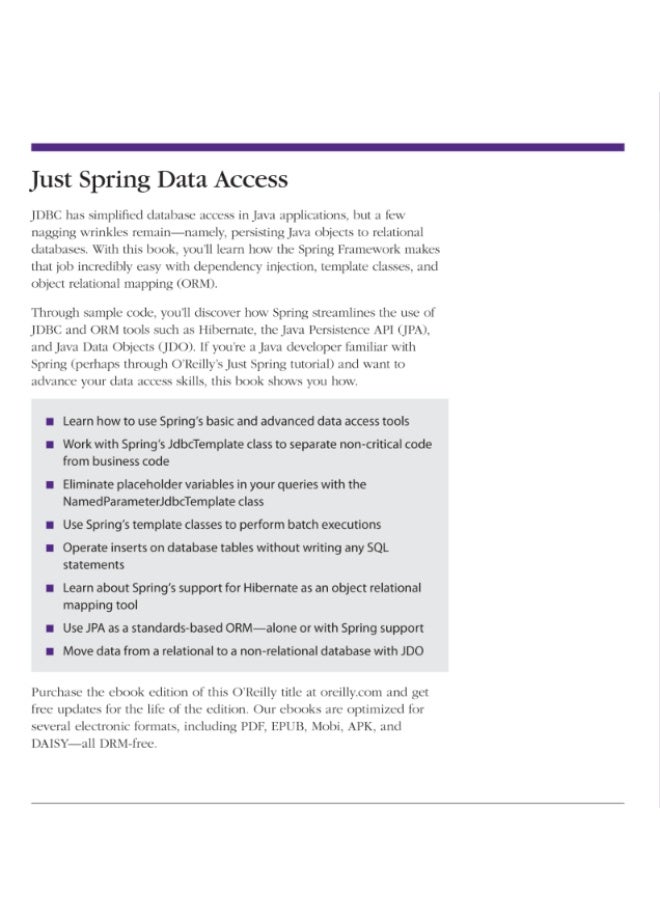 Just Spring Data Access | A Comprehensive Guide for Developers in JDBC, Hibernate, JPA, and JDO - Image 2
