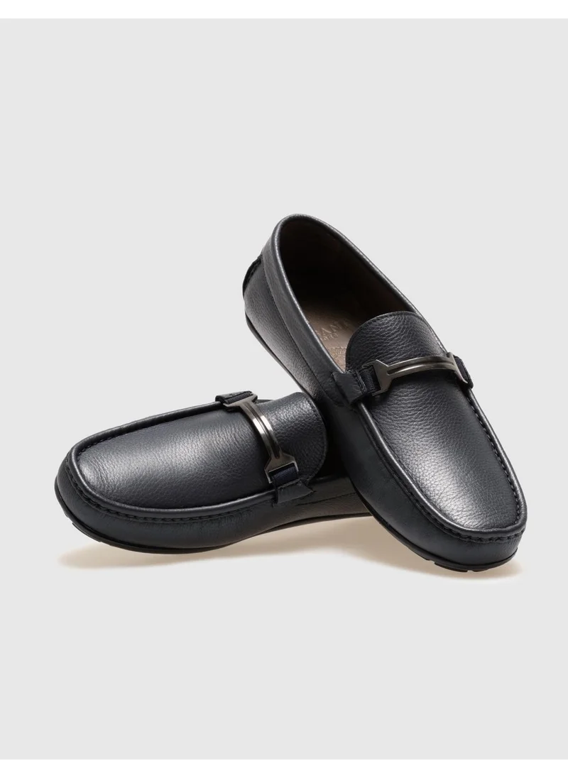 Cabani Navy Blue Buckle Men's Loafer