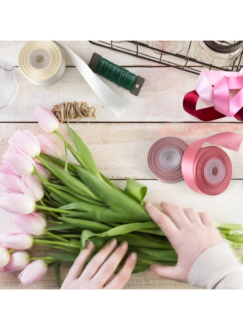6 Rolls Satin Gift Wrapping Ribbon,1 Inches x 5 Yards Each (Total 30 Yards),Gift Ribbon Set for Crafting, Gift Wrapping & Decoration,Pink - Image 3
