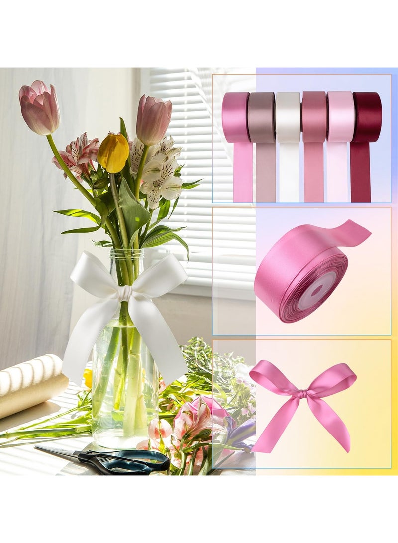6 Rolls Satin Gift Wrapping Ribbon,1 Inches x 5 Yards Each (Total 30 Yards),Gift Ribbon Set for Crafting, Gift Wrapping & Decoration,Pink - Image 5