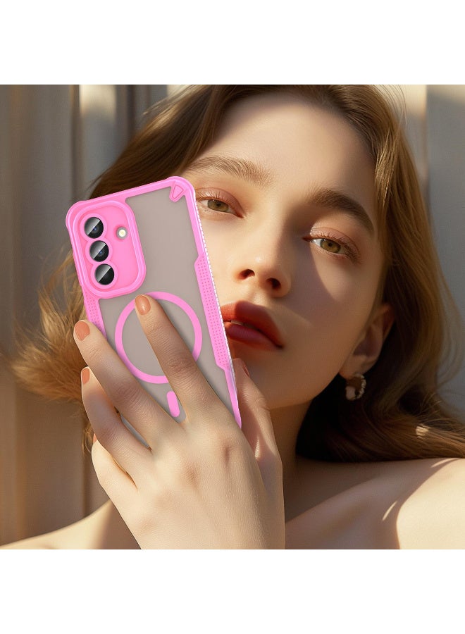 غطاء حمايه لهاتف سامسونج ايه 17 (Samsung A17) جراب ارمور مغناطيسي ياتي بحواف مرتفعة حول الشاشة وعدسة الكاميرا تساعد على منع الخدوش - (وردي) - Image 3