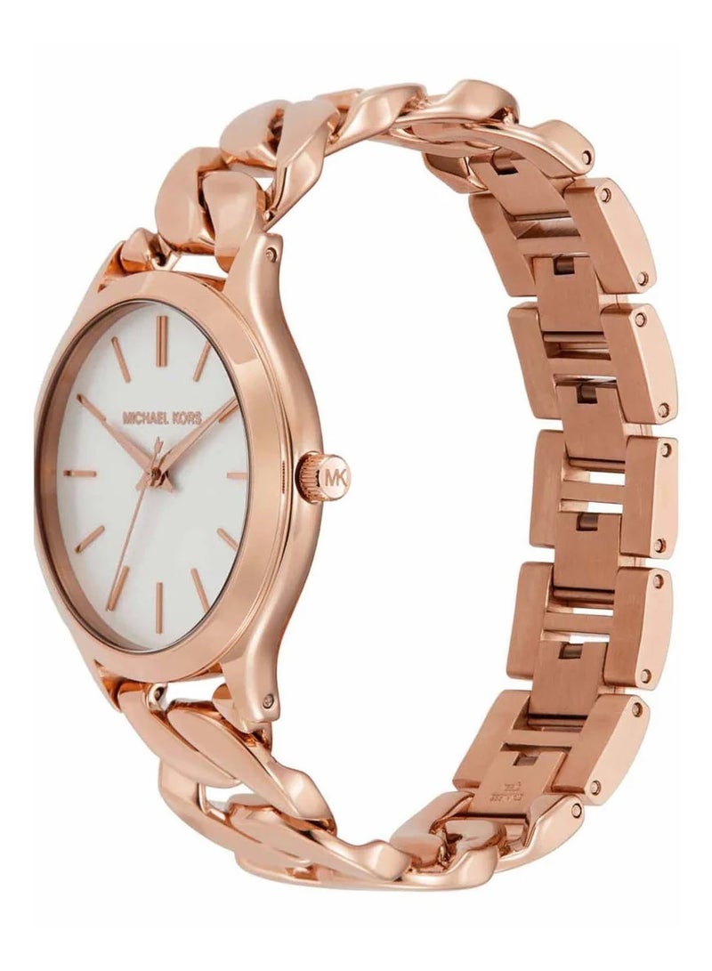 Michael Kors Women Women's Runway Three-Hand, Rose Gold-Tone Stainless Steel Watch - MK7473 - Image 3