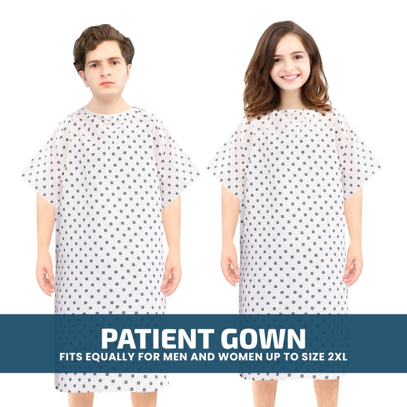 Linteum Textile Supply 4 Pack Cotton Blended Unisex Hospital Gowns, Patient Gowns with Back Ties for Men and Women, Comfortably Fits Sizes Upto 2XL - Image 4
