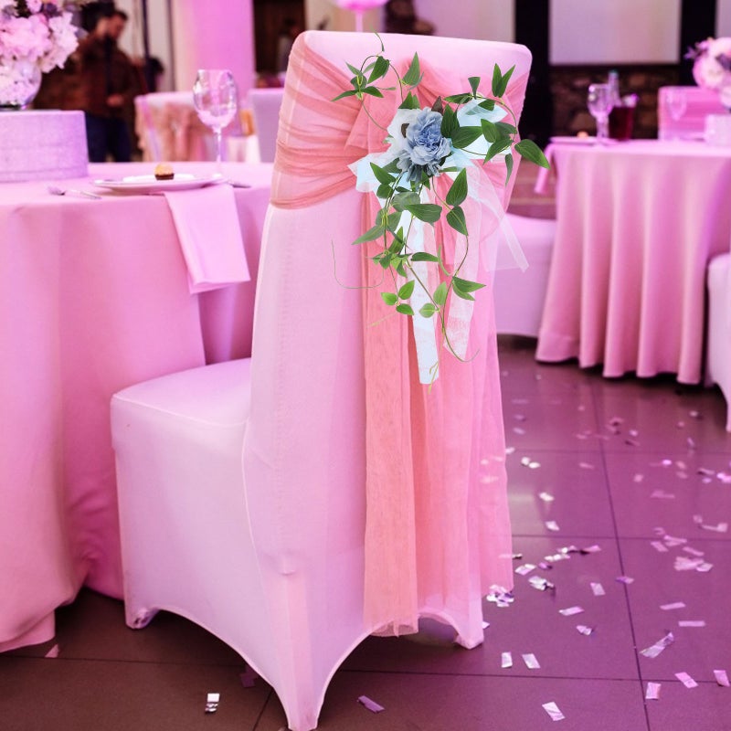 Aisle Chair Back Floral Ornament Wedding Flower Decor Wedding Ceremony Chair Decor - Image 5