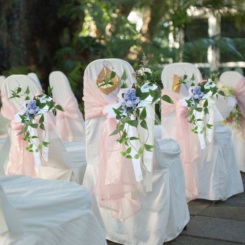 Aisle Chair Back Floral Ornament Wedding Flower Decor Wedding Ceremony Chair Decor - Image 3