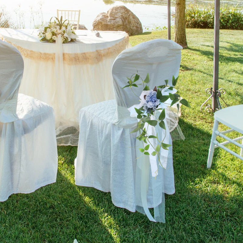 Aisle Chair Back Floral Ornament Wedding Flower Decor Wedding Ceremony Chair Decor - Image 4